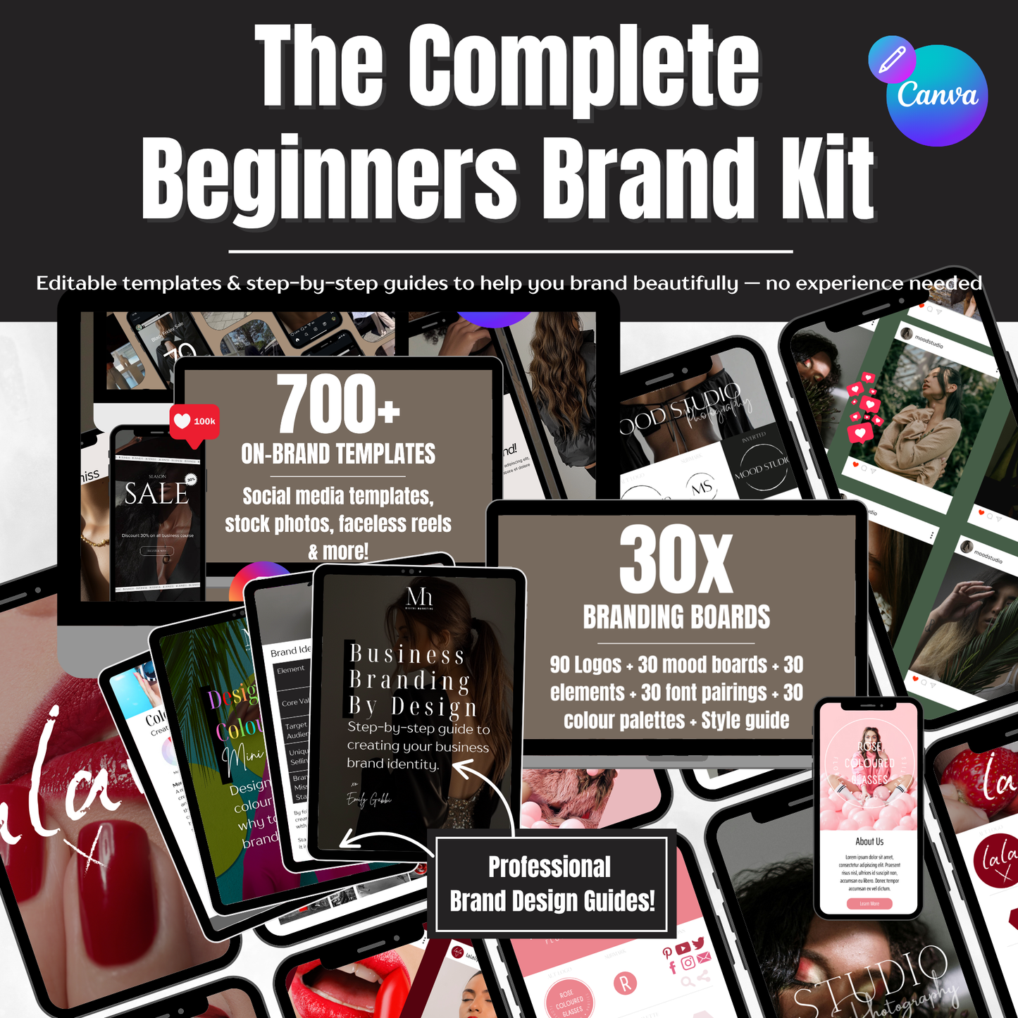 The Beginner's Brand Kit: Your complete DIY guide to branding beautifully - no experience needed.
